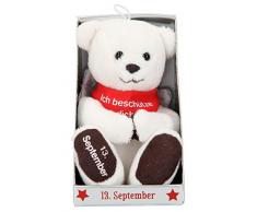 Depesche 8139.257 - Schutzengel Bär aus Plüsch, ca. 9 cm, mit Datum 13. September, Geschenk für Geburtstag, Jahrestag oder Hochzeitstag
