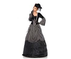 Leg Avenue 85635 Samt und Satin Viktorianisch Ballkleid, Damen Karneval Kostüm Fasching, S, schwarz/grau