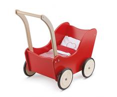 New Classic Toys - 10750 - Puppen & Zubehör - Puppenwagen - Rot - Einschließlich Bettgarnitur