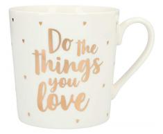 Depesche 5909.007 Tasse mit Henkel, aus Porzellan, 300 ml, mit Aufschrift, Do The Things You Love, Mehrfarbig