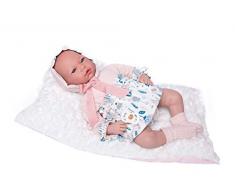 Puppen Guca - Puppe Reborn Lola mit Kleid Blumen und Verdeck 46 cm, Mehrfarbig (18048)