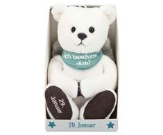 Depesche 8139.029 - Schutzengel Bär aus Plüsch, ca. 9 cm, mit Datum 29. Januar, Geschenk für Geburtstag, Jahrestag oder Hochzeitstag