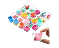 Relaxdays 10024166, bunt Geduldsspiele, 24 Knobelspiele, f. Kinder & Erwachsene, versch. Schwierigkeitsstufen, Würfel je 4 x 4 cm