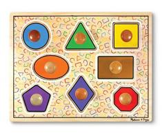 Melissa & Doug Holzpuzzle mit großem Knauf - Geometrische Formen (8 Teile)