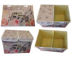 GMMH Aufbewahrungsbox 47x31x34 cm mit Deckel Lein Paris Rom England London Kiste Organizer (Paris Auto)