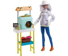 Barbie FRX32 - Imkerin Puppe mit braunen Haaren und Spielset, Puppen und Puppenzubehör ab 3 Jahren