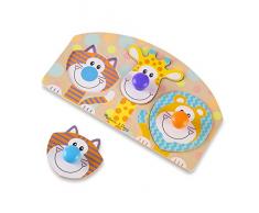 Melissa & Doug First Play Holzpuzzle mit Safaritieren und großem Knauf (3 Teile)