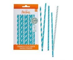 Decora Packung 80 Strohhalme aus Papier Bio-Stars & Pois Blue Sky, KB2B1
