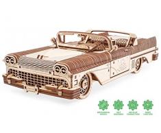 UGEARS 3D Puzzle für Erwachsene Traum Cabrio Technisches Modell Holzpuzzle Denksport Modellbau Bausätze für Erwachsene DIY Puzzle Lernspielzeug für Kinder Holzkunst Cabriolet Auto Baukasten Set