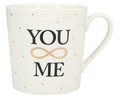 Depesche 5909.006 Tasse mit Henkel, aus Porzellan, 300 ml, mit Aufschrift, You Me, Mehrfarbig