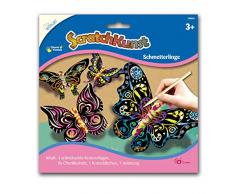 MAMMUT 158002 - Kratzbilder ScratchKunst, Motive Schmetterlinge, Komplettset mit 4 Kratzvorlagen, Chenilledraht, Kratzstäbchen und Anleitung, Scraper, Kratzset für Kinder ab 3 Jahre