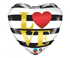 Qualatex 21748 45,7 cm Herz Love Querstreifen Folienballon 01 ct