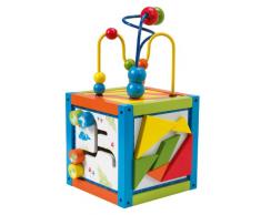roba Spielcenter Aktivwürfel, Motorik Spielwürfel für Babys & Kleinkinder mit Motorikschleife & unterschiedl. pädagogischen Lernelementen, Holz Spielzeug