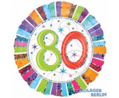 amscan 16074 01 Folienballon 80 Radiant Birthday, Mehrfarbig