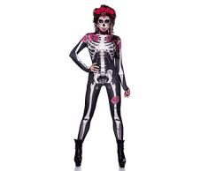 atixo GmbH 80127 Tag der Toten Skelettoverall Kostüm Skelettkostüm Halloween Day Death 36-38, Schwarz/Weiß