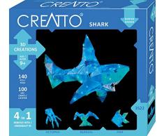 KOSMOS 03522 Creatto Hai, 3D-Leuchtfiguren entwerfen, Bastel Set für Hai, Tintenfisch, Möwe oder Fisch, gestalte deine kreative Zimmer-Deko, 140 Steckteile, 100-teilige LED-Lichterkette, ab 9 Jahre