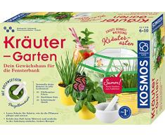 KOSMOS 632090 - Kräuter-Garten, Züchte duftende Kräuter auf der Fensterbank, Mit Gewächshaus und Mörser aus Porzellan, Experimentierkasten für Kinder ab 6 Jahre