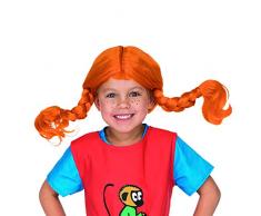 Micki & Friends 44360100 Pippi Langstrumpf Perücke - Kinder - bis zu 60 cm Kopfumfang - 3-6 Jahre - Fasching - Karneval - Halloween - Verkleidung - rote Haare mit biegbaren Zöpfen - elastisch