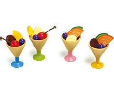 small foot 1776 Eiscreme, 20-tlg. Set aus buntem Holz, Zubehör für Kaufmannsläden und Kinderküchen, ab 3 Jahren