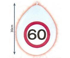 8 Luftballons Motiv Schild Zahl 60. Geburtstag Party Deko 60