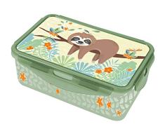 POS 28791 - Lunch to Go Clipdose mit Faultier Motiv, ca. 20,5 x 13,5 x 7 cm groß, 2 herausnehmbare Einsätze, auslaufsicher, Mikrowellen- und Spülmaschinengeeignet, gefrierfest, bpa- und phthalatfrei
