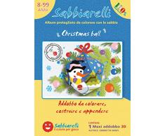 Sabbiarelli Sand-it for Fun - Album 3D Weihnachtskugel: 5 vorgeklebte Zeichnungen, zum bemalen mit Sand (Sand Nicht enthalten), Geeignet für Kinder Jahre 5+