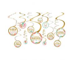 Amscan International 672106 Dekoration, Decorations Swirl Boho Birthday Girl