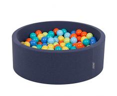 KiddyMoon Bällebad 90X30cm/300 Bälle ∅ 7Cm Bällepool Mit Bunten Bällen Für Babys Kinder Rund, Blau:Hellgrün/Orange/Türkis/Blau/Babyblau/Gelb