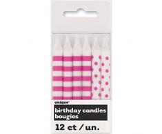 Unique Party Supplies Polka Punkt und gestreift Geburtstag Kerzen, 12 Stück