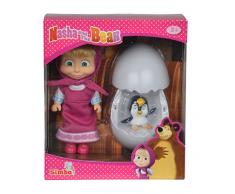 Simba 109301003 - Mascha und der Bär Pinguin im Ei, Puppe, 12 cm