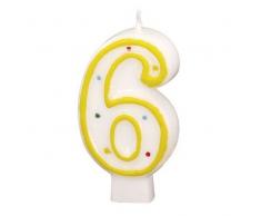 amscan 550290 Zahlenkerze 0, Weiß, Punkte farbig Sortiert