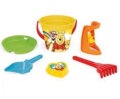Wader 77137 Eimergarnitur Disney Winnie Pooh mit Eimer, Sieb, Sandmühle, Schaufel, Rechen und Sandform, 6 teilig, bunt