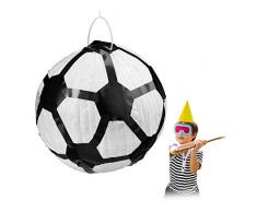 Relaxdays Pinata Fußball, zum Aufhängen, für Kinder, Mädchen & Jungs, Geburtstag, zum selbst Befüllen, Piñata, weiß