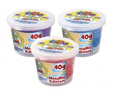 Craze 16794 Knetmasse auf Wasserbasis, trocknet ohne Backen Cloud Slime metallic, 3 Dosen, Sortiert, bunt