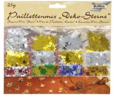 folia 2510 - Pailettenmix Deko Sterne, Farben und Formen sortiert, 25 g - ideal als Streudeko oder zum Verzieren von Bastelarbeiten