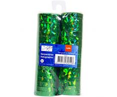 Folat Luftschlangen Holographisch Grün 4m - 2 Stück