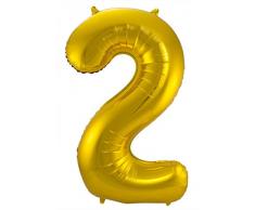 Folat 631822 - Folienballon Zahl 2 - gold - ca. 86 cm
