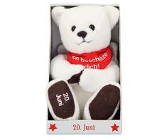 Depesche 8139.172 - Schutzengel Bär aus Plüsch, ca. 9 cm, mit Datum 20. Juni, Geschenk für Geburtstag, Jahrestag oder Hochzeitstag