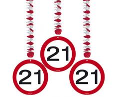 Folat Geburtstag Party Verkehrsschild 7,6 cm Dekoration zum Aufhängen – 21.