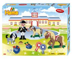 Hama 3151 Riding School Gift Box Geschenkpackung Reiterhof, Bügelperlen Midi, ca. 4000 Stück inklusive Stiftplatten und Zubehör, bunt, Einheitsgröße