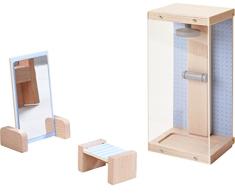 HABA 303837 - Little Friends – Puppenhaus-Möbel Dusche | Mit Dusche, Hocker und Spiegel | Passend für alle Little Friends-Puppenhäuser
