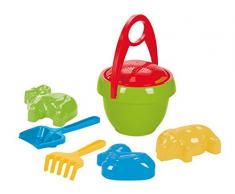 Lena 05320 - Happy Sand Spielset, 7 Teile, Sand und Wasser Spielset für Kinder ab 2 Jahre, mit Sandeimer, Sieb, 3 Sandförmchen, Sandschaufel und Rechen aus Kunststoff, Sandspielzeug Eimergarnitur