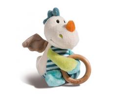 Nici 43705 Greifling Drache Dragilu 15cm mit Holzring und Glocke, beige/bunt