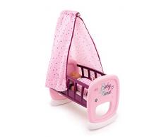 Smoby 220338 Baby Nurse Puppenwiege mit Himmel, Puppenbett, für Kinder ab 18 Monaten, Rosa, Lila
