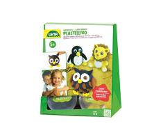 Lena 65680 - Superknete Plastellino, Bastelset mit Ultra Leichter und super Flexibler Knete, Set zum Kneten von 3 Figuren, Komplettset mit Werkzeug, Knetmaterial und Tieraugen, für Kinder ab 5 Jahre