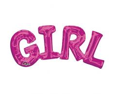 amscan 3309701 Folienballon SuperShape Wort Girl, Pink