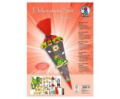 Ursus 9880014F Dekorationsset Drache, 4 Bogen Bastelkarton DIN A4, beidseitig Bedruckt, vorgestanzt, genutet, zum Dekorieren Einer Schultüte, teilweise veredelt, mit Satinband, bunt