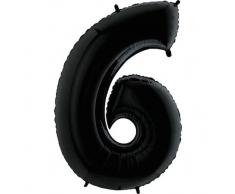 Trendario Folienballon Zahl 6 (Schwarz) - XXL Riesenzahl 100cm Ballon - Helium Luftballons für Geburtstag, Partydeko, Hochzeit (Zahl 0, Silber)