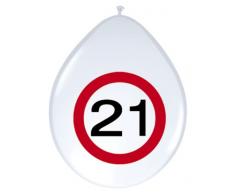 Folat 8 Bedruckte Luftballons Zahl 21 Verkehrsschild Geburtstags Dekoration