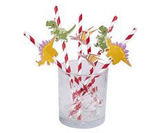 Boland 50062 - Papierstrohhalme Dinosaurier, 6 Stück, Länge 20 cm, umweltfreundlich, Trinkhalme, Papierhalme, Cocktail Party, Beach Party, Garten Party, Partygeschirr, Kindergeburtstag, Motto Party
